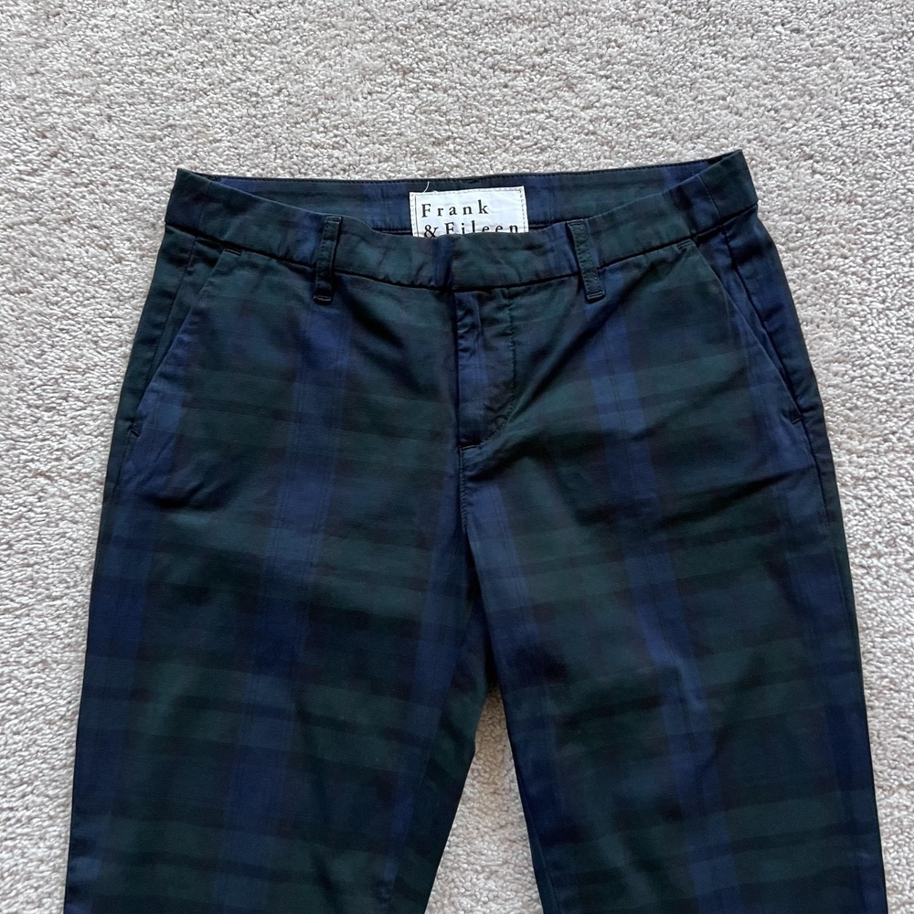 Frank & Eileen Wicklow Chino Plaid Pants Womens 8 Green Stretch Made In USA - Picture 6 of 16